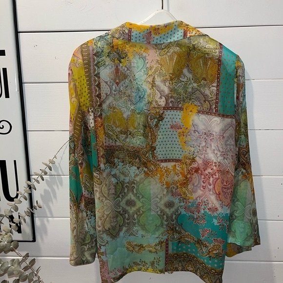 ZARA light colorful printed blouse size  M - Picture 2 of 5